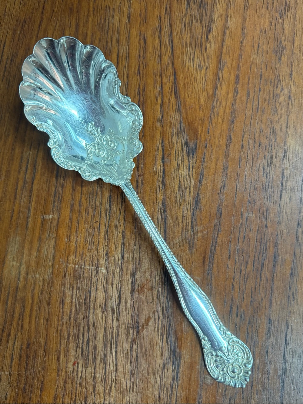 Sterling Silver Ornate Shell Serving Spoon - Elegant Home Dining Accent